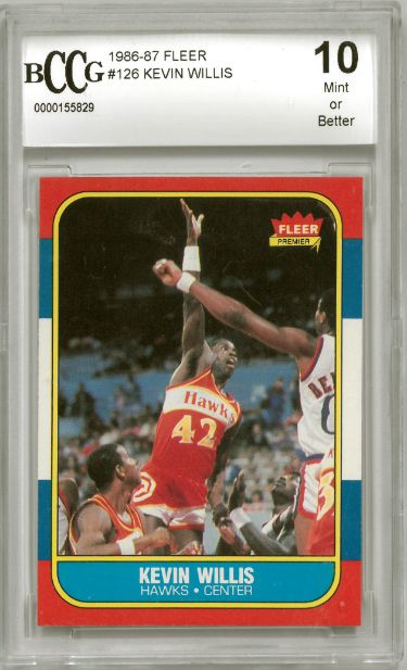 Kevin Willis 1986-87 Fleer Rookie Basketball Card (RC) #126- BCCG Graded 10 Mint or Better (Atlanta Hawks)-Powers Sports Memorabilia