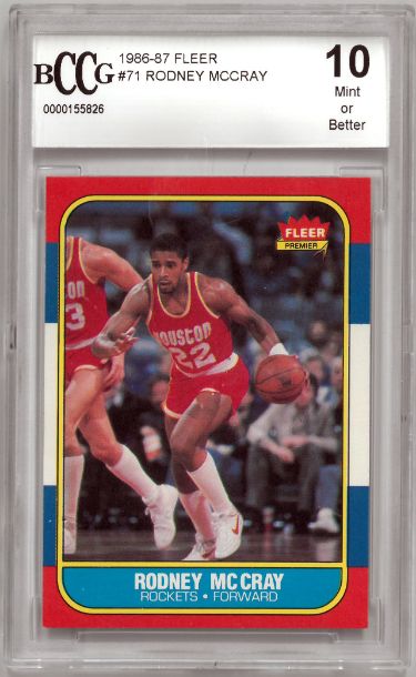 Rodney McCray 1986-87 Fleer Rookie Basketball Card (RC) #71- BCCG Graded 10 Mint or Better (Houston Rockets)-Powers Sports Memorabilia