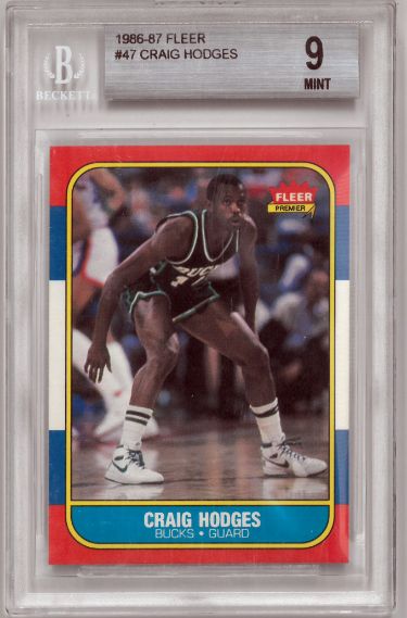 Craig Hodges 1986-87 Fleer Basketball Card #47- Beckett/BGS Graded 9 Mint (Milwaukee Bucks)-Powers Sports Memorabilia