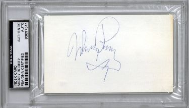 Mickey Rooney Autographed 3x5 Index Card- PSA Encapsulated (Actor/Academy Honorary Award)-Powers Sports Memorabilia