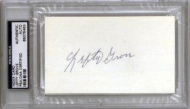Lefty Grove Autographed 3x5 Index Card- PSA Encapsulated (Baseball HOF/A's/Red Sox)-Powers Sports Memorabilia