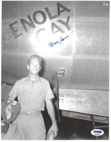 Morris Jeppson Autographed WWII Hiroshima Atomic Bomb B&W 8.5x11 Photo- PSA #AD31562-Powers Sports Memorabilia
