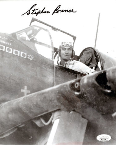 Stephen Bonner Autographed Vintage B&W WWII 8x10 Photo- JSA #AC92717 (P-40 Ace Pilot/76th Ftr Sq./23rd Fighter Group China/Burma)-Powers Sports Memorabilia