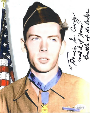Francis S. Currey Autographed Vintage WWII 8x10 Photo- JSA #AC92664- Medal of Honor/Battle of the Bulge-Powers Sports Memorabilia