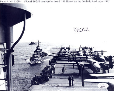 R.E. (Richard) Cole Autographed Doolittle Raiders WWII Vintage B&W 8x10 Photo- JSA #AC92735 (USS Hornet/Jimmy Doolittle Co-Pilot)-Powers Sports Memorabilia