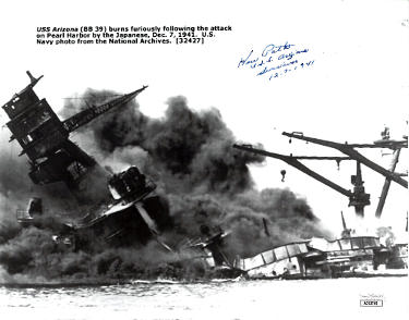 Kenneth Potts Autographed WWII Pearl Harbor Vintage B&W 8x10 Photo- JSA #AC92745- USS Arizona Survivor 12-7-1941-Powers Sports Memorabilia