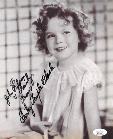 Shirley Temple Black Autographed Vintage B&W 8x10 Photo To John Gibson & Family- JSA #AC92790-Powers Sports Memorabilia