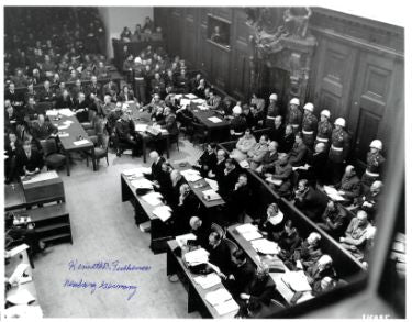 Kenneth B. Fulkerson Autographed WWll Nuremberg Trials/Germany B&W 8.5x11 Photo- COA-Powers Sports Memorabilia