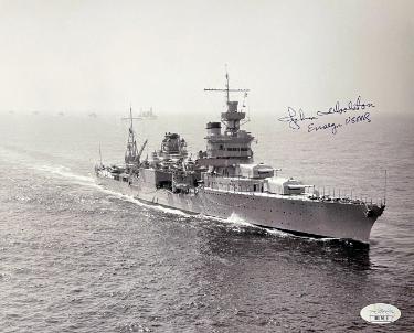 Ensign John Woolston Autographed WWII Vintage B&W 8x10 Photo- JSA #SS17615- USS Indianapolis Survivor CA-35-Powers Sports Memorabilia