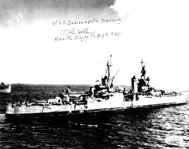 John Heller Autographed WWII Vintage B&W 8x10 Photo- JSA #AC92801- Survivor/USS Indianapolis 1945-Powers Sports Memorabilia
