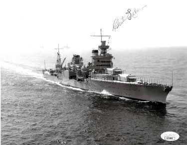 Cleatus Lebow Autographed WWII Vintage B&W 8x10 Photo- JSA #AC92696- Survivor/USS Indianapolis 1945-Powers Sports Memorabilia