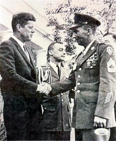 Wilburn Ross Autographed WWII Vintage B&W 8x10 Photo w/ JFK - JSA #SS17648 (Medal of Honor)-Powers Sports Memorabilia