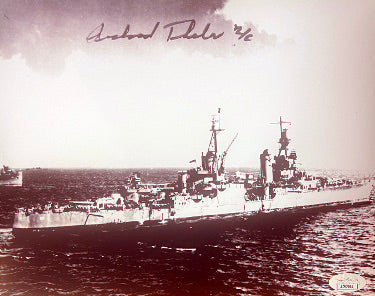 Richard Thelen Autographed Vintage B&W 8x10 Photo- JSA #AC92704 -1945 USS Indianapolis CA-35 Survivor-Powers Sports Memorabilia