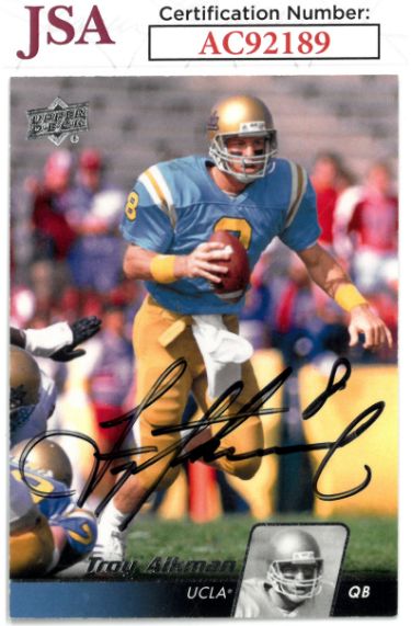 Troy Aikman Autographed 2011 Upper Deck NCAA Football Card #5- JSA #AC92189 (On Card Auto/UCLA Bruins)-Powers Sports Memorabilia