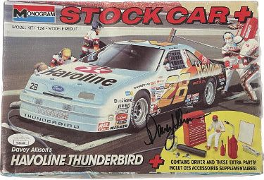 Davey Allison Autographed NASCAR 1:24 Scale Stock Car+ 1990 Monogram Havoline Thunderbird Car Model Kit #28- JSA #AC92210- RARE-Powers Sports Memorabilia