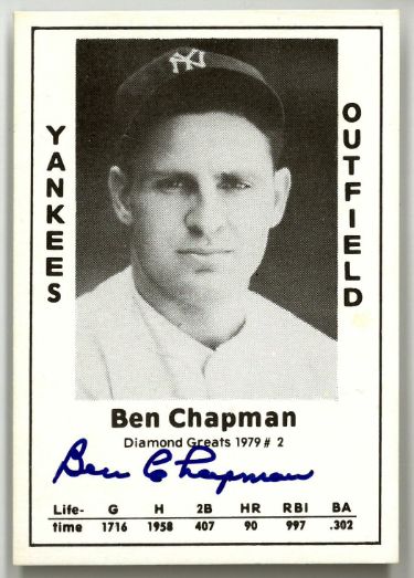 Ben Champan Autographed 1979 Diamond Greats Baseball Card #22- JSA #J74240 (On Card Auto-New York Yankees)-Powers Sports Memorabilia