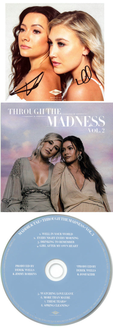 Maddie And Tae Autographed 2022 Through The Madness Vol. 2 4x4 Art Card- Album Cover/CD & Case?Çô JSA