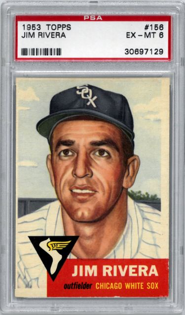 Jim Rivera 1953 Topps Baseball Card #156- PSA Graded 6 EX-MT (Chicago White Sox)-Powers Sports Memorabilia
