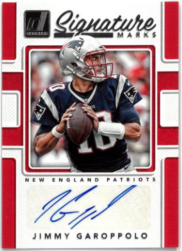 Jimmy Garoppolo Autographed 2017 Panini Donruss Signature Marks Auto Card #SM-JGP (New England Patriots)-Powers Sports Memorabilia