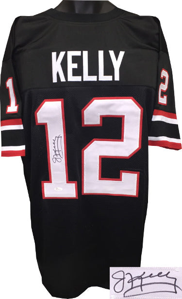 Jim Kelly Autographed Gamblers Black Custom Stitched Pro Style Football Jersey- JSA Witnessed-Powers Sports Memorabilia