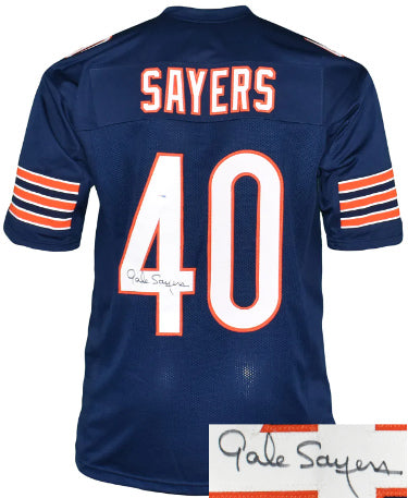 Gale Sayers Autographed Chicago Navy TB Custom Stitched Pro Style Football Jersey XL- PSA-Powers Sports Memorabilia