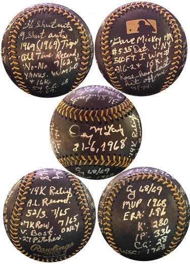 Denny McLain Autographed OML Black Baseball 1968 31-6/WS/MVP/2X CY/3x AS/Mickey Mantle-JSA-Powers Sports Memorabilia