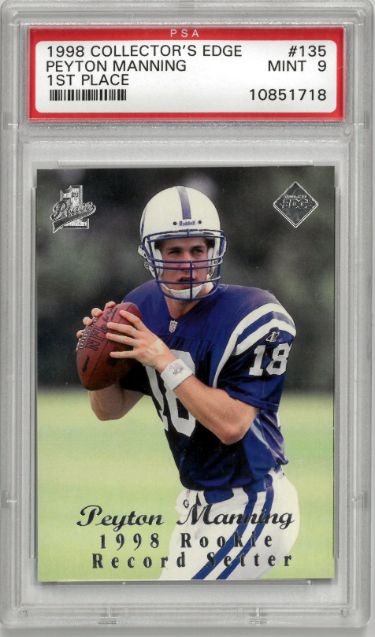 Peyton Manning 1998 Collector's Edge Rookie Card (RC) #135- PSA Graded 9 Mint (Indianapolis Colts)-Powers Sports Memorabilia