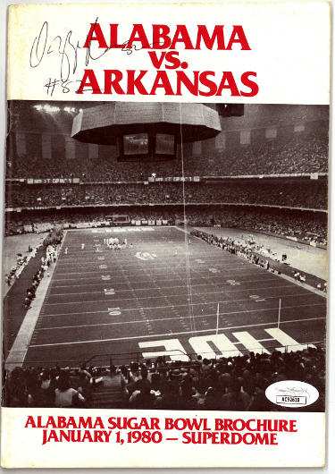 Ozzie Newsome Autographed 1980 Sugar Bowl Brochure #82- JSA #AC92610 (Alabama Crimson Tide vs Arkansas Razorbacks)-Powers Sports Memorabilia