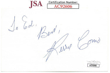 Perry Como Autographed 3x5 Index Card To Ed, Best- JSA #AC92606 (Singer/Actor)-Powers Sports Memorabilia
