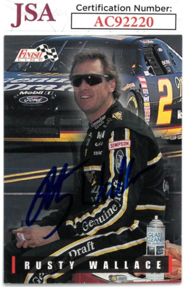 Rusty Wallace Autographed 1995 Finish Line Nascar Card #34- JSA #AC92220-Powers Sports Memorabilia