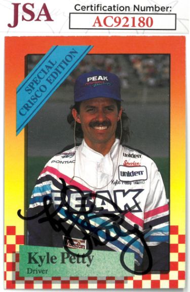 Kyle Petty Autographed 1989 Maxx Nascar Card #12- JSA #AC92180 (Special Crisco Edition)-Powers Sports Memorabilia