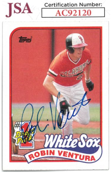 Robin Ventura Autographed 1989 Topps Card #764- JSA #AC92120 (White Sox/Oklahoma State/On Card Auto)-Powers Sports Memorabilia