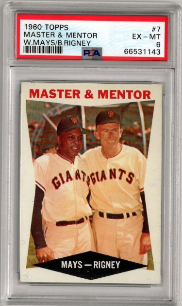 Willie Mays/Bill Rigney 1960 Topps Master & Mentor Baseball Card #7- PSA Graded 6 EX-MT (San Francisco Giants)-Powers Sports Memorabilia