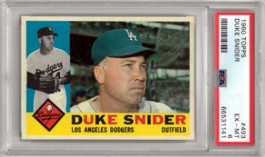 Duke Snider 1960 Topps Baseball Card #493- PSA Graded 6 EX-MT (Los Angeles Dodgers)-Powers Sports Memorabilia