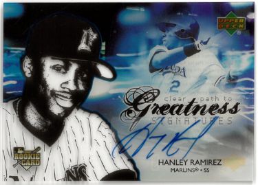 Hanley Ramirez Autographed 2006 Upper Deck Future Stars Clear Path To Greatness Rookie Card (RC) #98 (Florida Marlins)-Powers Sports Memorabilia