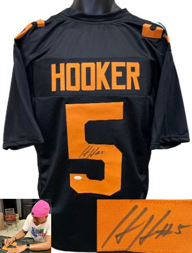 Hendon Hooker Autographed Tennessee Black Custom Stitched College Football Jersey #5 XL- JSA Signature Debut-Powers Sports Memorabilia