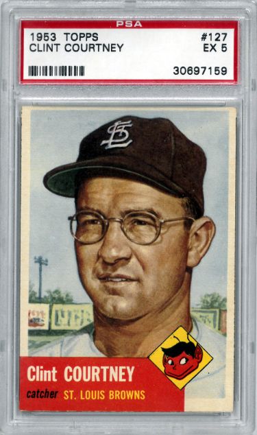Clint Courtney 1953 Topps Baseball Card #127- PSA Graded 5 EX (St. Louis Browns)-Powers Sports Memorabilia