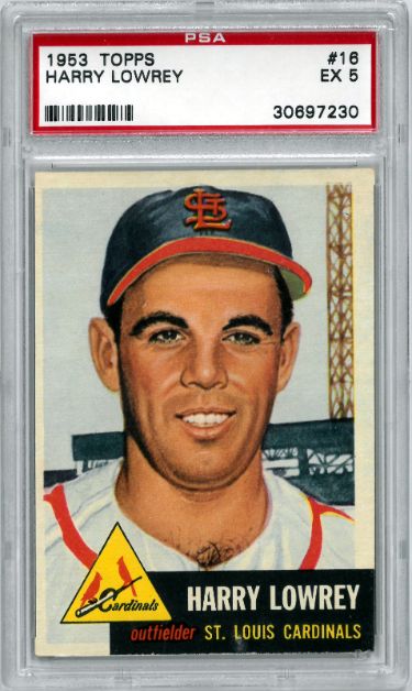 Harry Lowrey 1953 Topps Baseball Card #16- PSA Graded 5 EX (St. Louis Cardinals)-Powers Sports Memorabilia