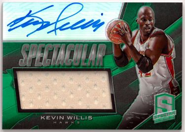 Kevin Willis Autographed 2013-14 Panini Spectra Spectacular Jersey/Auto Card #99- 26/99 (Atlanta Hawks)-Powers Sports Memorabilia