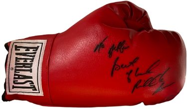 Riddick Bowe Autographed Everlast Red 12 oz Right Boxing Glove To: Jeffery?Çô COA-Powers Sports Memorabilia