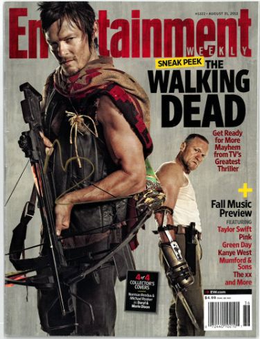 Norman Reedus Autographed 2012 Entertainment Weekly The Walking Dead Daryl Dixon Full Magazine- COA (No Label)-Powers Sports Memorabilia