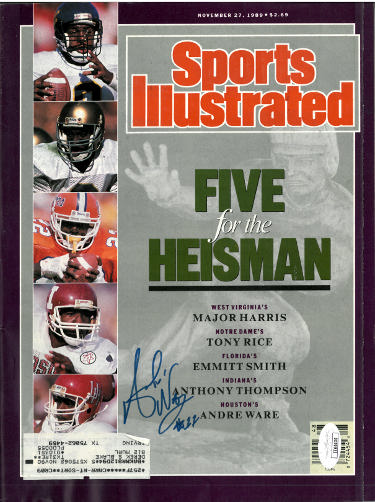 Andre Ware Autographed Sports Illustrated Full Magazine 11/27/1989- JSA #EE60430 (Heisman)-Powers Sports Memorabilia