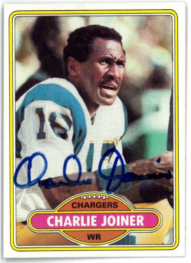 Charlie Joiner Autographed 1980 Topps Football Card #28- COA (San Diego Chargers)-Powers Sports Memorabilia