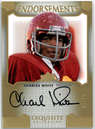 Charles White Autographed 2011 Upper Deck Exquisite Auto Card #E-CW- 49/75 (USC Trojans/Heisman)-Powers Sports Memorabilia