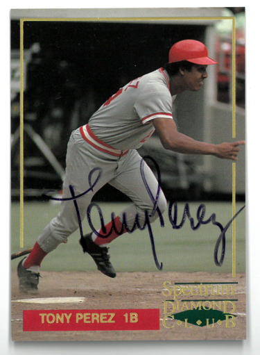 Tony Perez Autographed 1993 Spectrum Diamond Club On Card Auto #3 (MLBPA/Cincinnati Reds)-Powers Sports Memorabilia