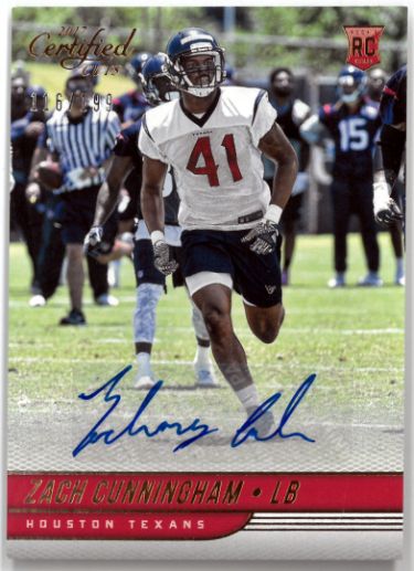 Zach Cunningham Autographed 2017 Panini Donruss Certified Cuts Rookie Auto Card (RC) #188- 116/199 (Texans/Vanderbilt/Titans)-Powers Sports Memorabilia