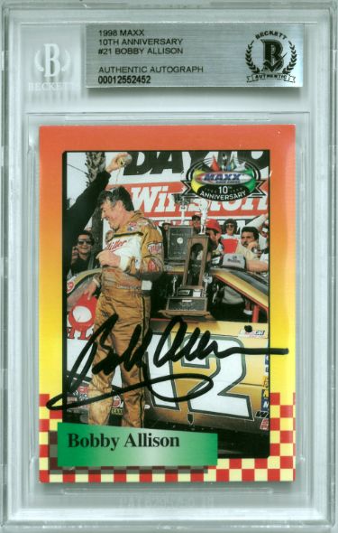 Bobby Allison Autographed NASCAR 1998 MAXX 10th Anniversary On Card Auto #21- Beckett BAS #00012552452-Powers Sports Memorabilia