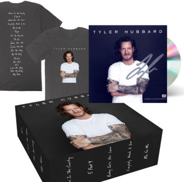 Tyler Hubbard Autographed 2023 4x4 Art Card/Debut Album/CD/T-Shirt Box Set?Çô COA-Powers Sports Memorabilia