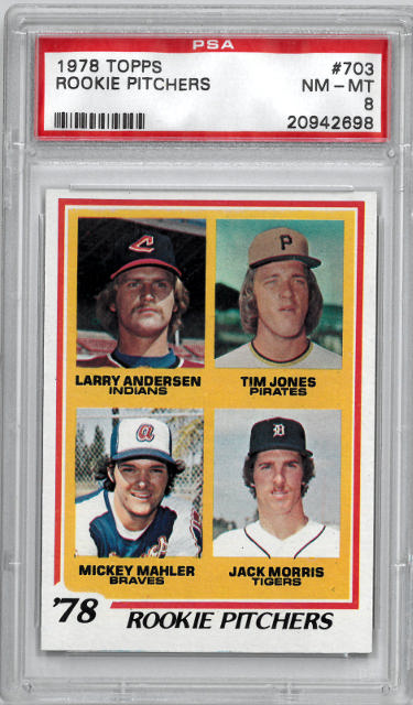 Jack Morris 1978 Topps Rookie Pitchers Card #703- PSA Graded 8 NM-MT (Larry Anderson/Tim Jones/Mickey Mahler)-Powers Sports Memorabilia