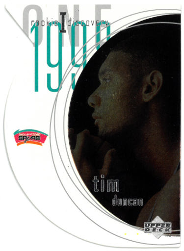 Tim Duncan 1997-98 Upper Deck Rookie I Discovery Die Cut Rookie Card (RC) #R1 (San Antonio Spurs)-Powers Sports Memorabilia